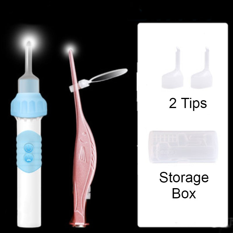 Siopsrl| Electric Ear Pick, with LED, 2 Tips, Auto-suction, & Earwax Storage Slot, for Kids & Adults
