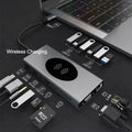 Siopsrl| Portable 15-in-1 USB C Hub Adapter, with Wireless Charging Board, 4K USB C to HDMI, SD/TF Card Reader and Ethernet