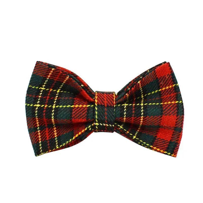 Siopsrl| Christmas Pet Collar Plaid With Green Background Dog Rope Leash Suit