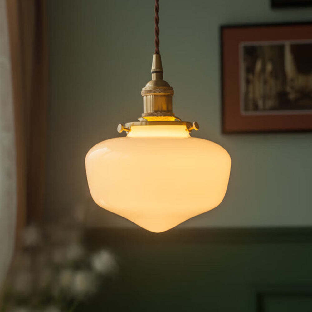 Siopsrl| Vintage Brass Lantern Glass Pendant Light