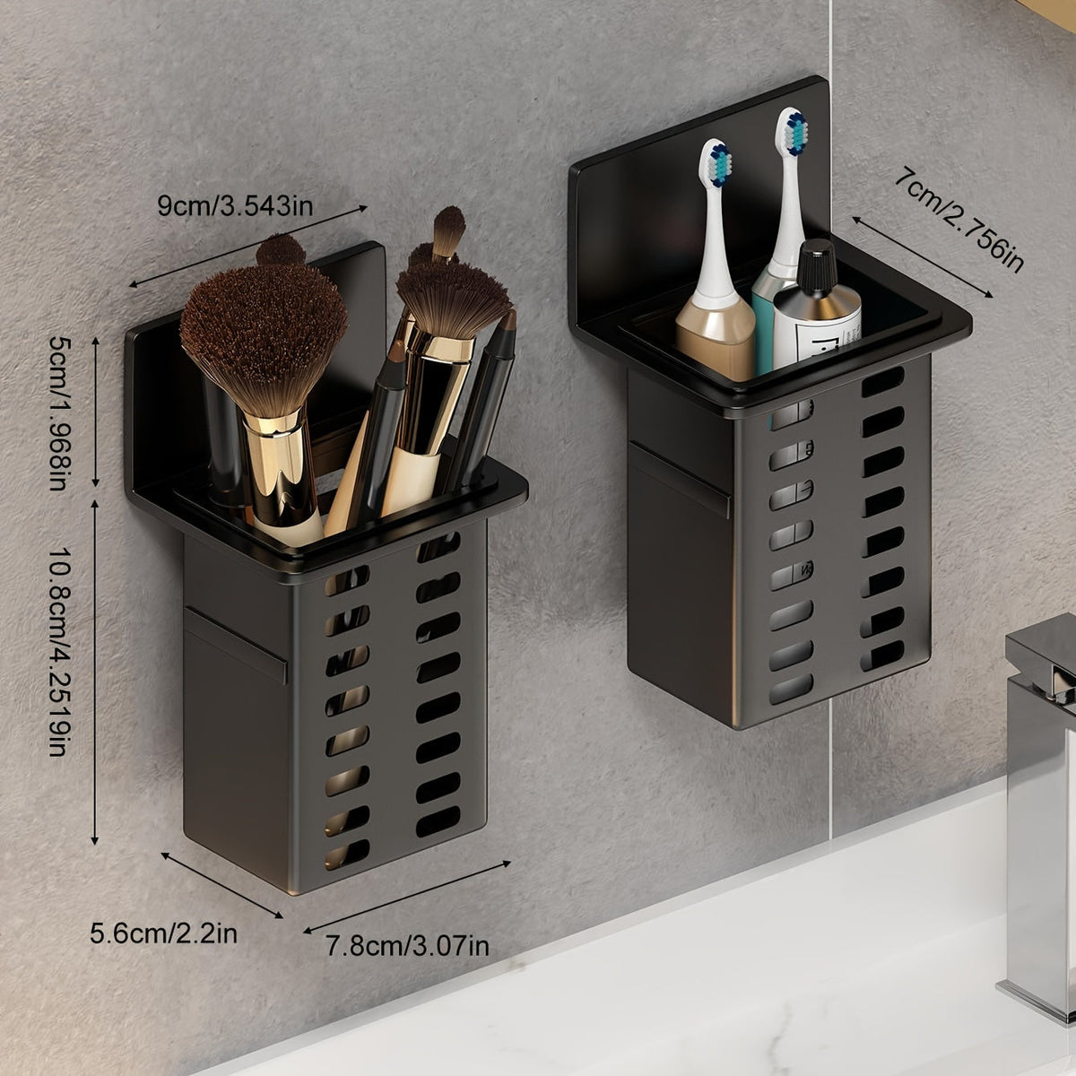 ChicStore - Black Wireless Wall Storage for Cosmetics Siopsrl