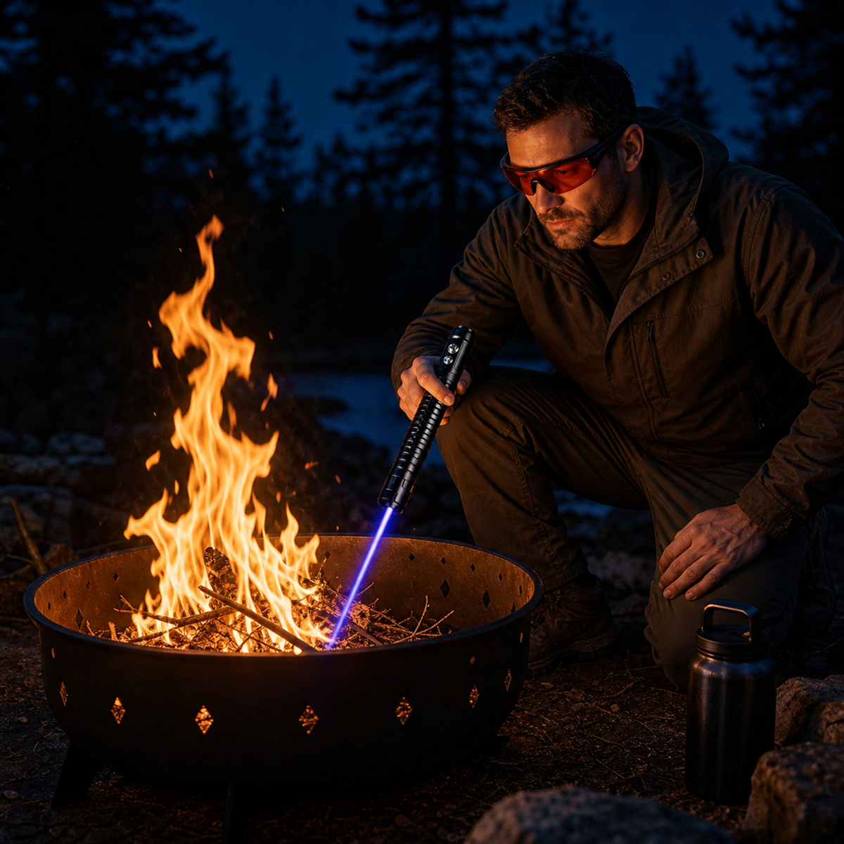 Burning Blue High-Power Fire-Starting Laser Torch