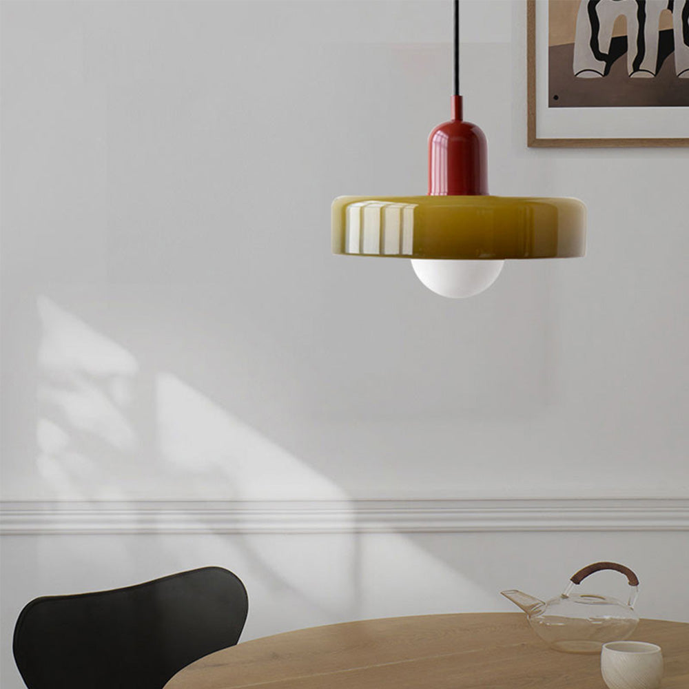 Siopsrl| Coloured Glass Pendant Light – Elegant Bauhaus-Style Hanging Lamp for Living Room & Dining Area