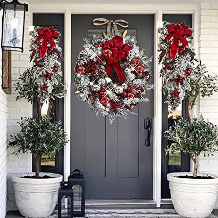 siopsrl | Cordless Prelit Holiday Trim | LED Lights, Auto-Timer & Premium Red/White Decor