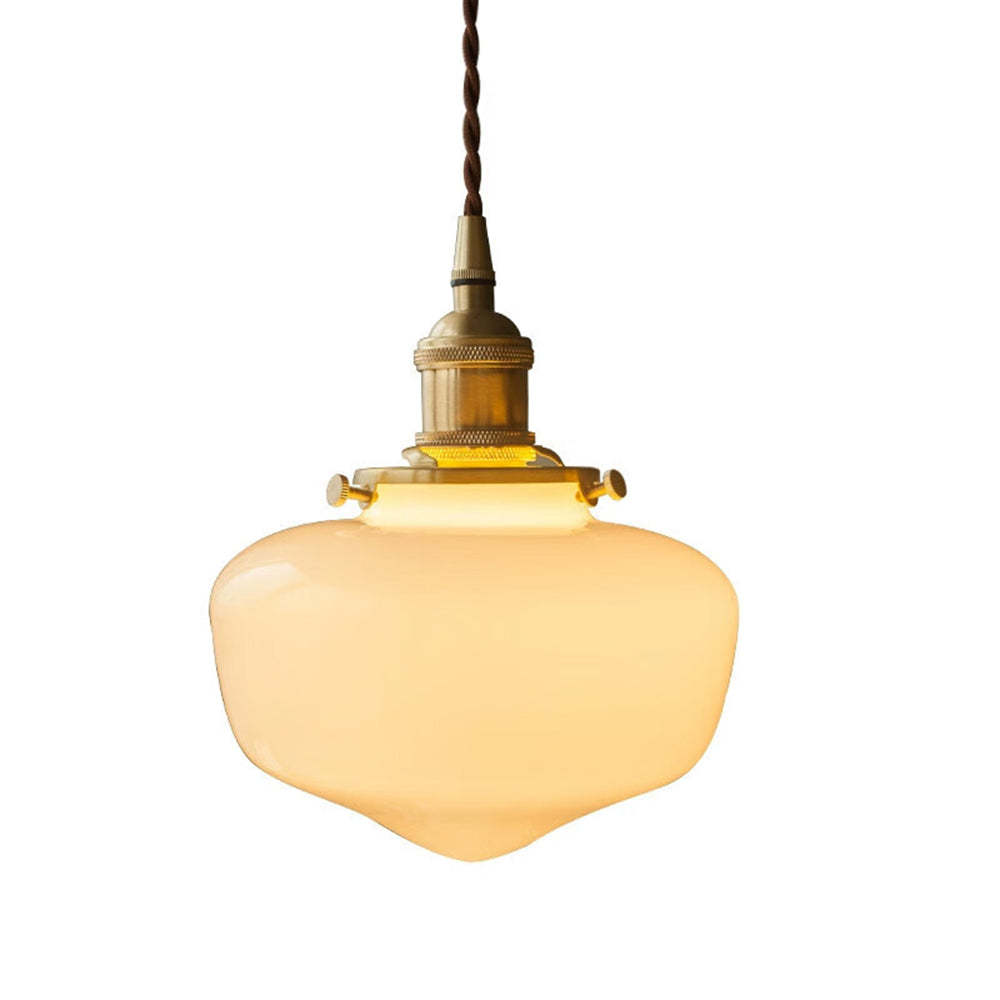 Siopsrl| Vintage Brass Lantern Glass Pendant Light