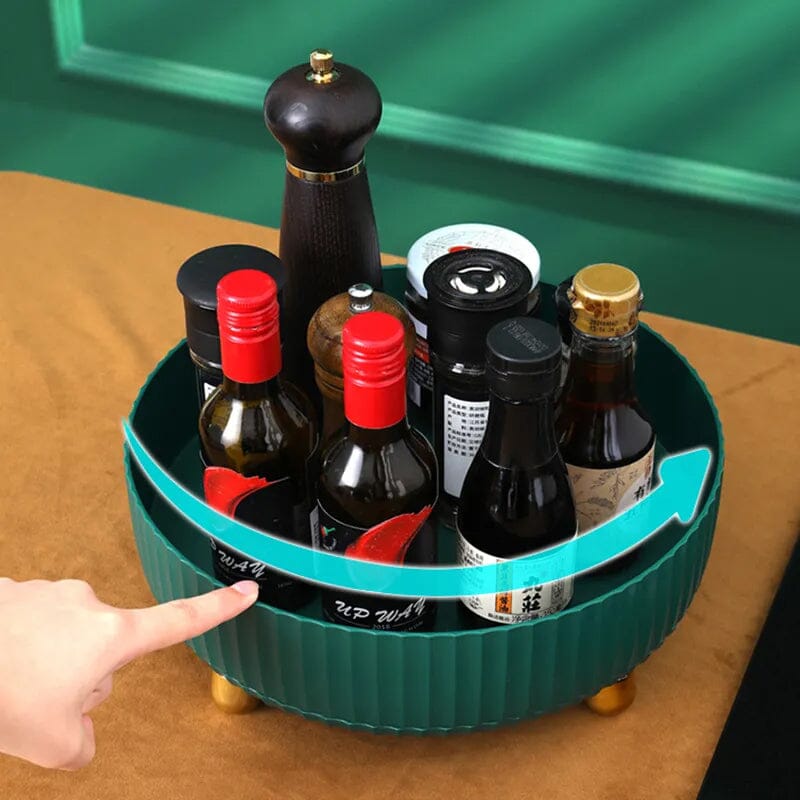 Rotating Storage Organizer with Raised Edges, 360-Degree Rotation