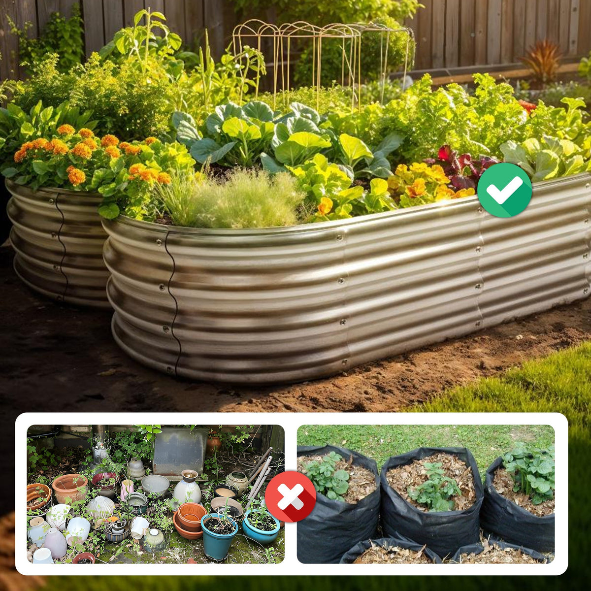 Galvanised Steel Raised Garden Bed - Easy Installations Siopsrl