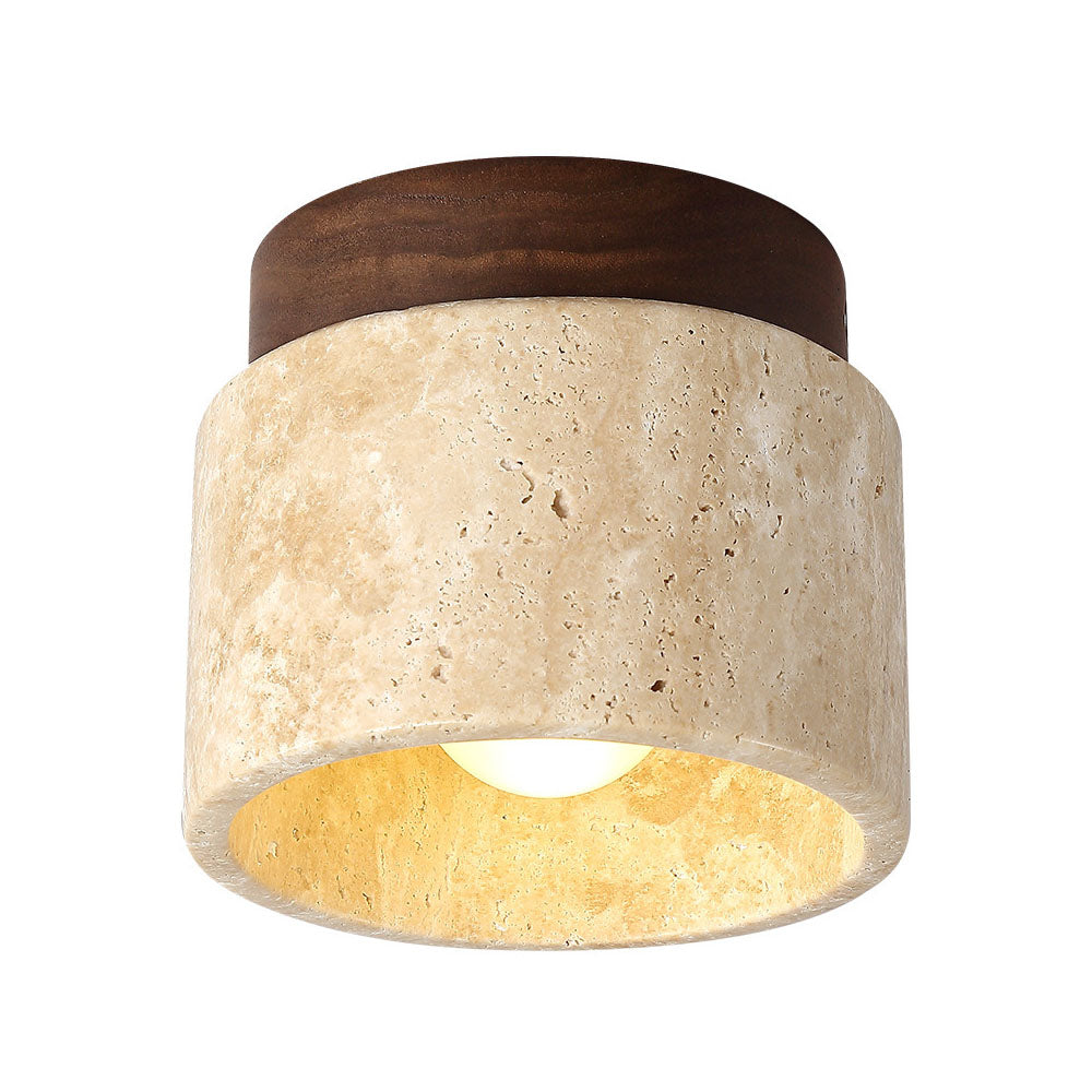 Siopsrl| Ceiling Light Wood Cylinder Flush Mount Fixture