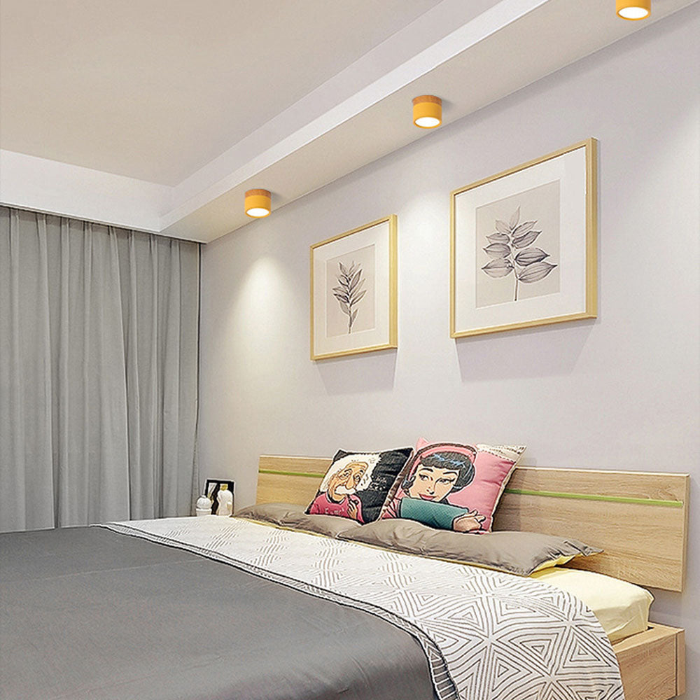 Siopsrl| Ceiling Light with Pink Flush Wood Finish