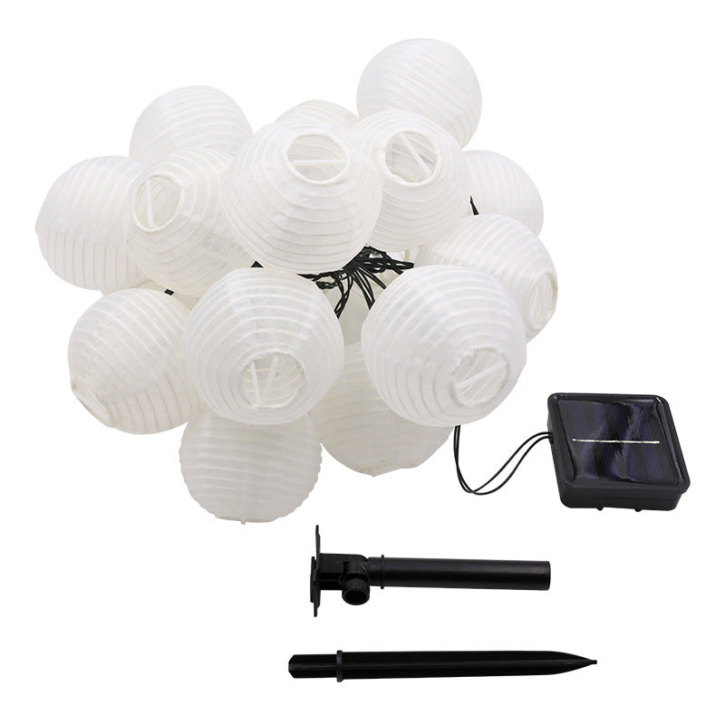 Siopsrl| Modern Art Deco Solar Waterproof Fabric Lantern Ball LED String Lights Outdoor Landscape Lights For Outdoor Patio