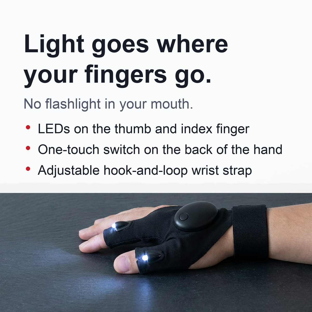 Outdoor LED Flashlight Glove, Camping Fishing Accessories, Gifts for Men Dad Husband Him