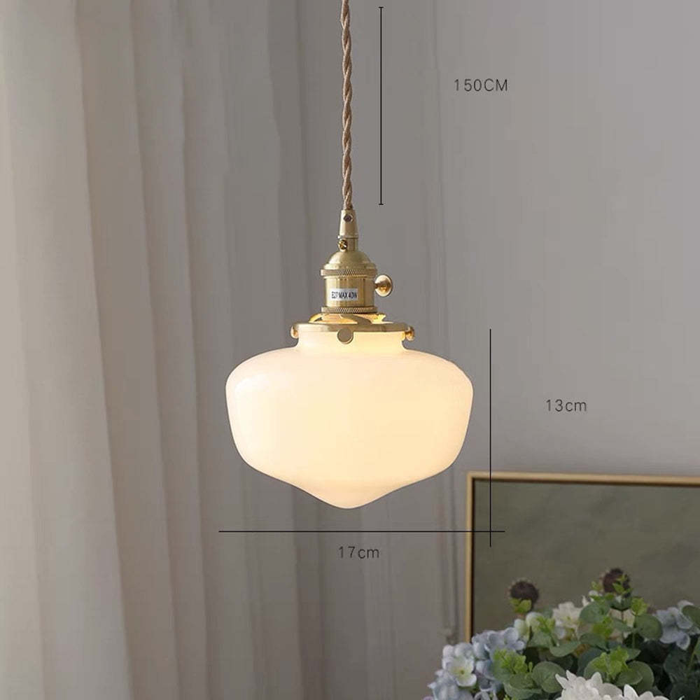 Siopsrl| Vintage Brass Lantern Glass Pendant Light
