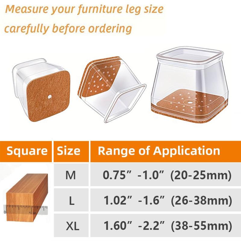 siopsrl | Clear Silicone Chair Leg Caps with Integrated Felt Pads