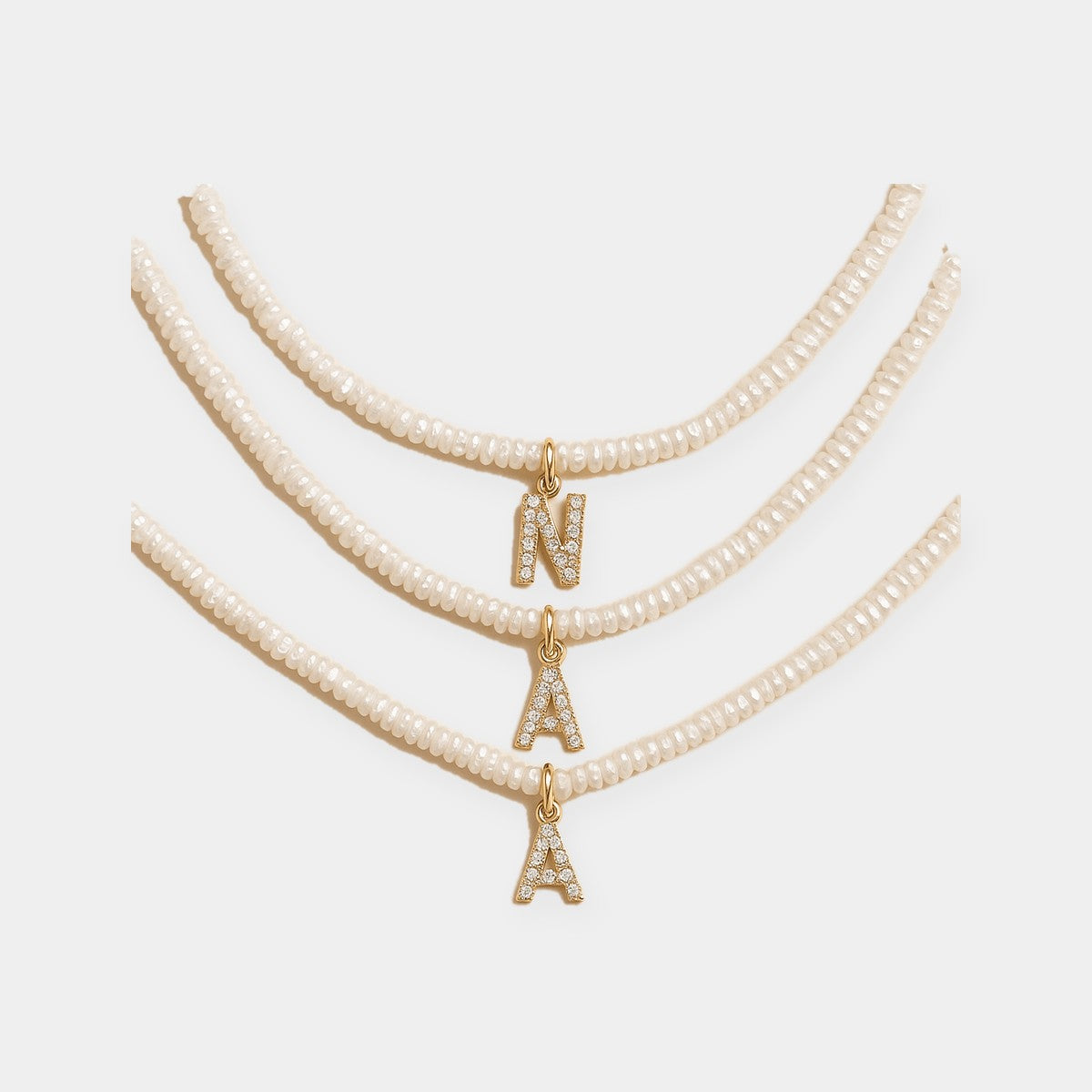 Shelly Crystal Pearl Initial Choker