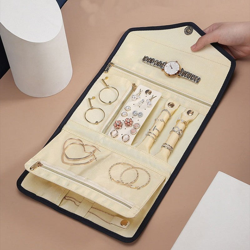 Siopsrl| Foldable Jewelry Storage Bag, Roll Up Organizer Pouch, for Necklaces, Earrings, Bracelets, Rings, Chains, Brooches and More