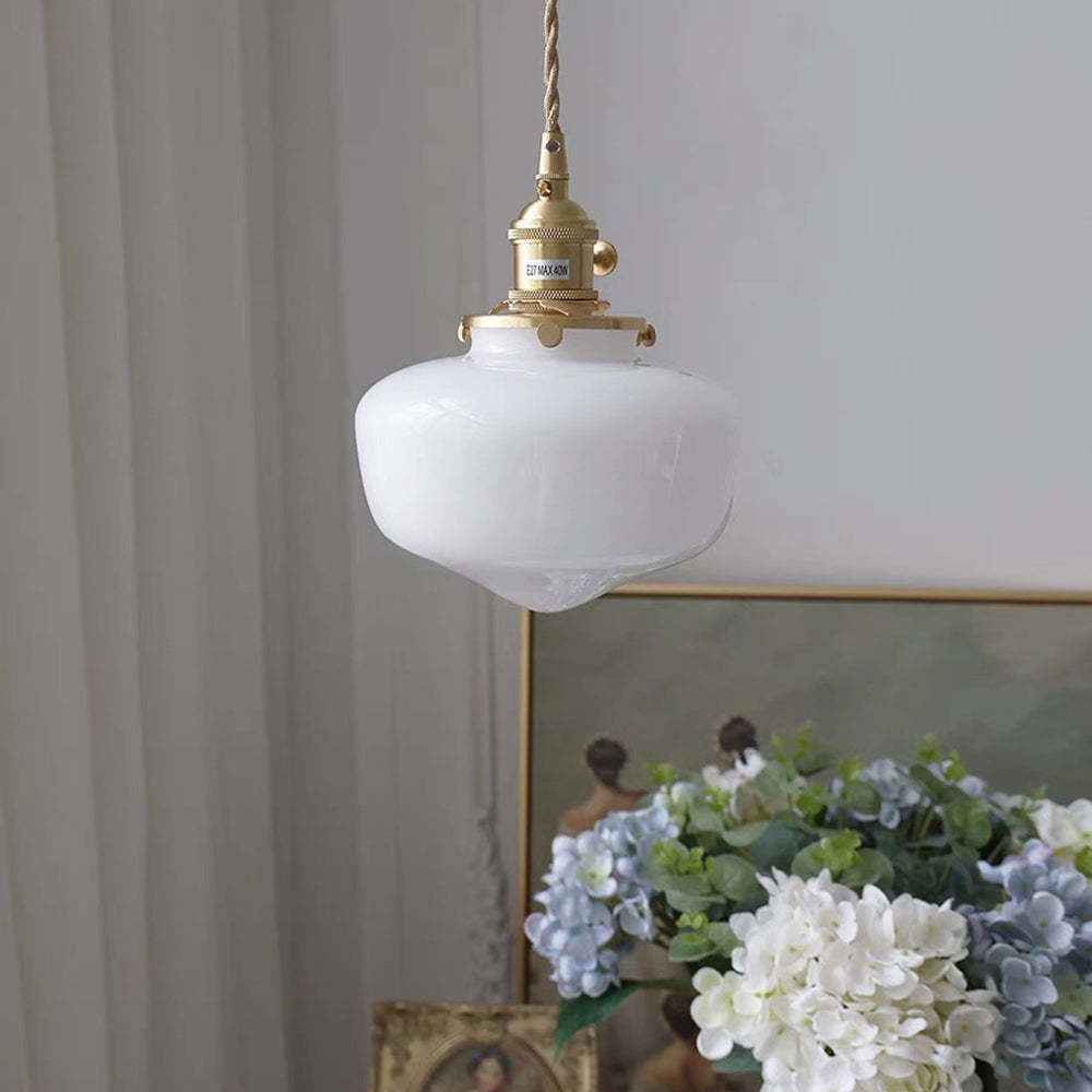 Siopsrl| Vintage Brass Lantern Glass Pendant Light