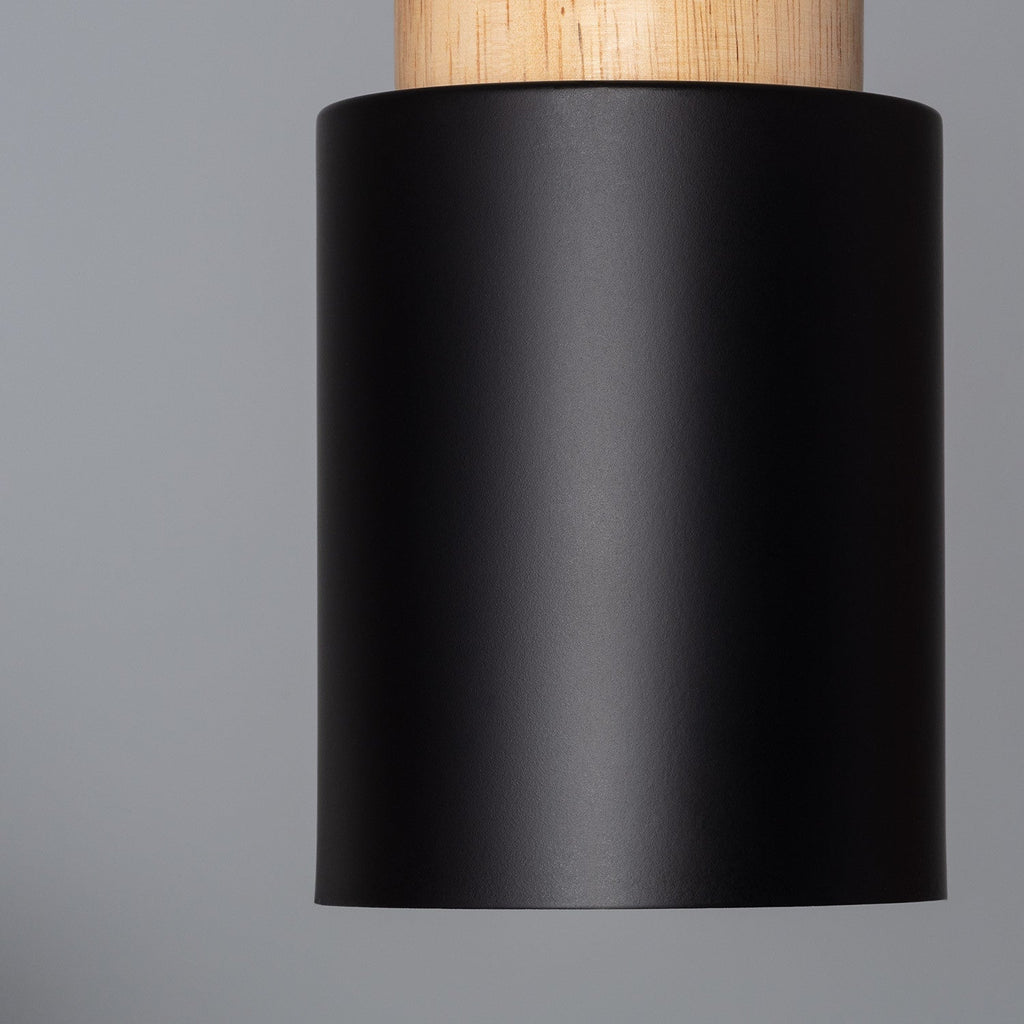Siopsrl| Pendant Light Modern Wood Black Cylinder Fixture
