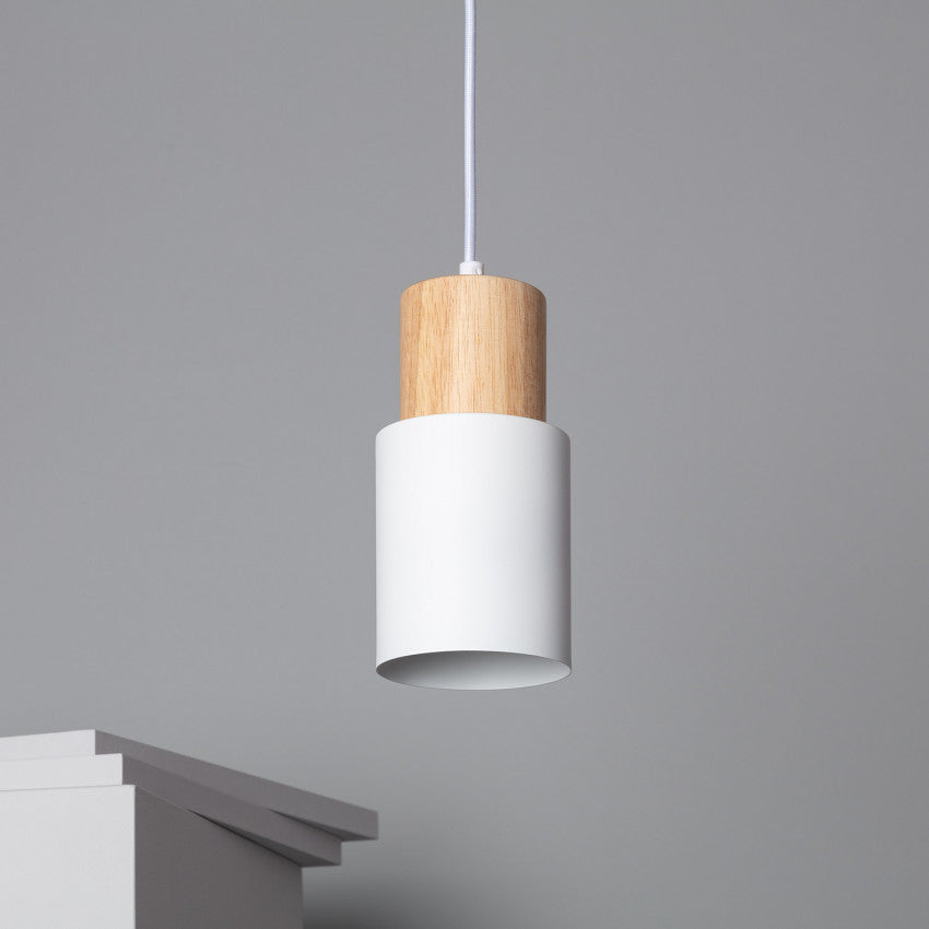 Siopsrl| Pendant Light Modern Wood Black Cylinder Fixture