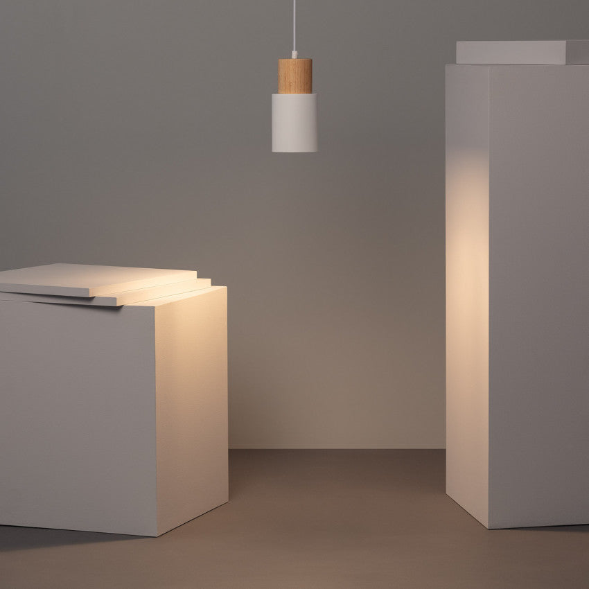 Siopsrl| Pendant Light Modern Wood Black Cylinder Fixture