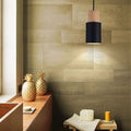 Siopsrl| Pendant Light Modern Wood Black Cylinder Fixture