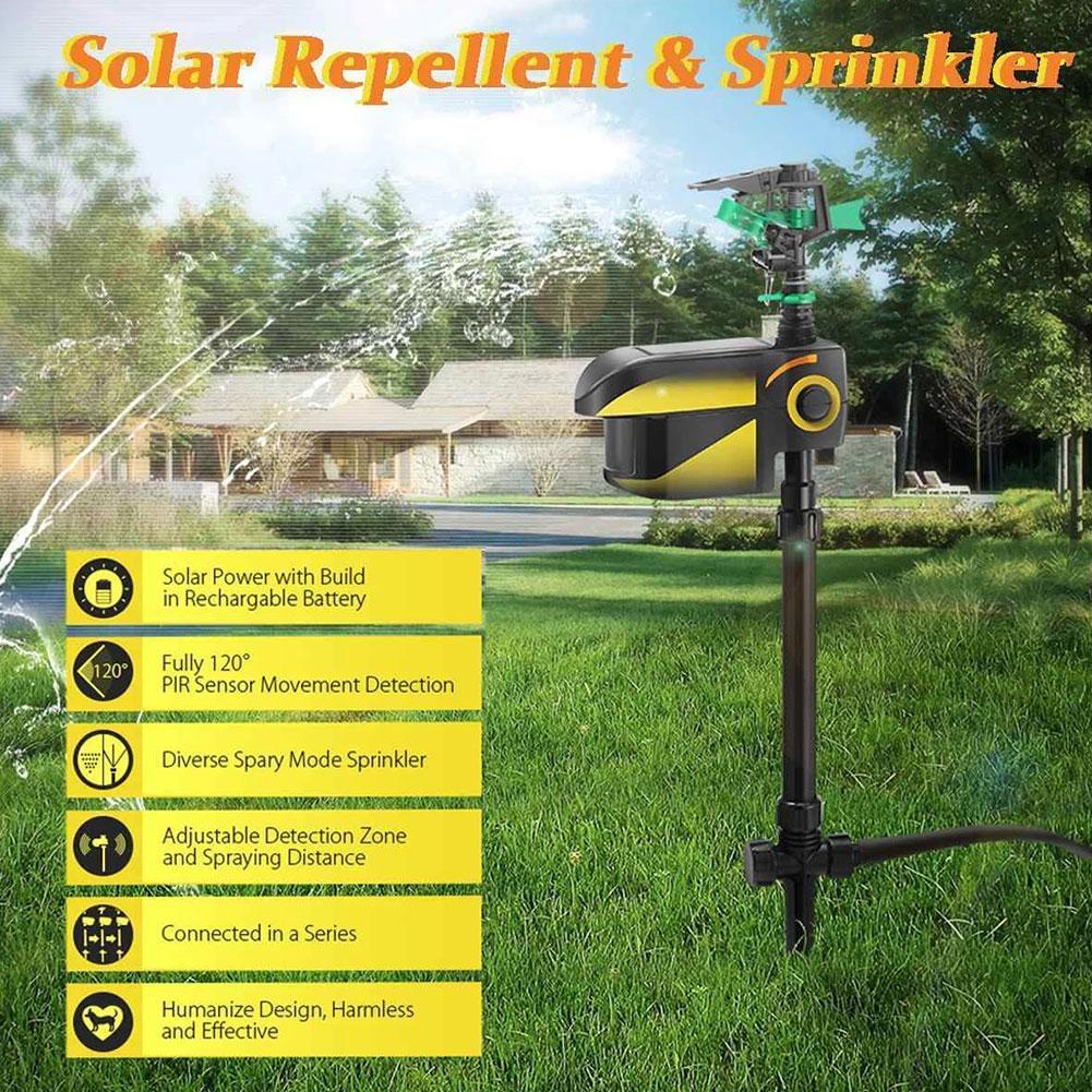 Siopsrl| Solar Powered Motion Activated Sprinkler for Deer and Garden Pest Deterrent