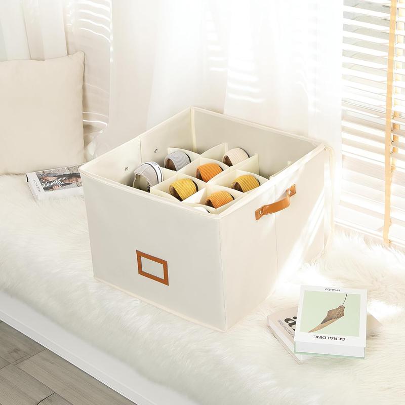 Collapsible Shoe Organizer Box with Transparent Cover and Adjustable Dividers