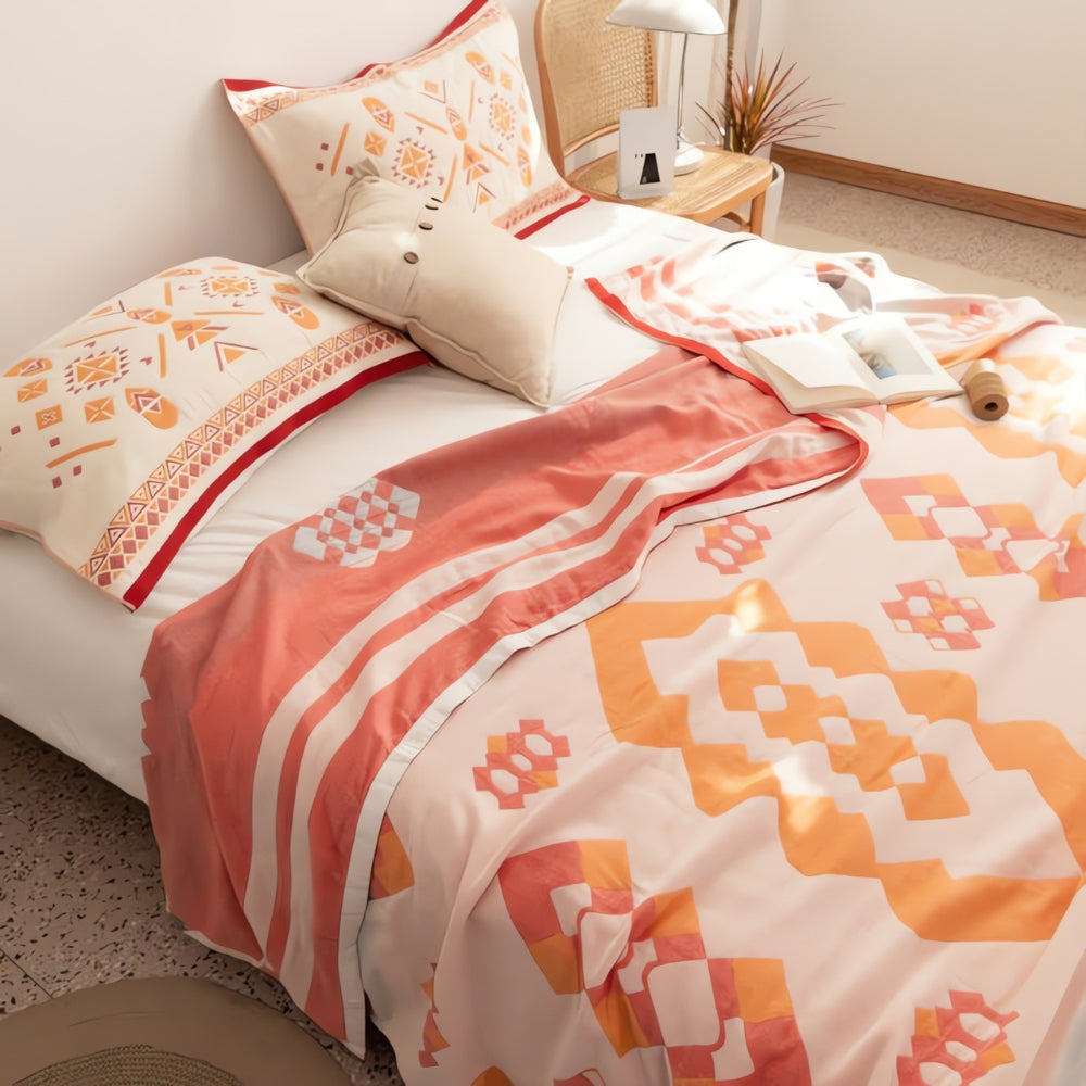 Siopsrl| Chevron Design Four-Layer Cotton Blanket