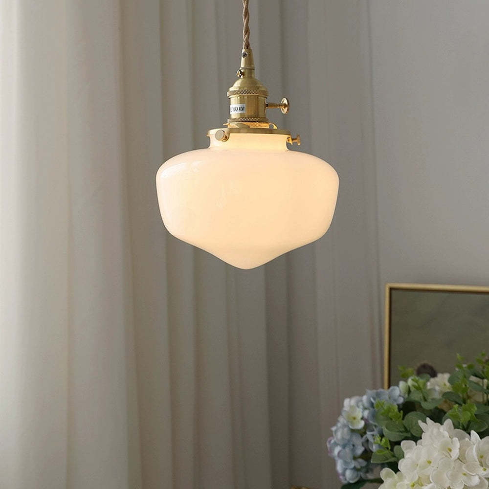 Siopsrl| Vintage Brass Lantern Glass Pendant Light