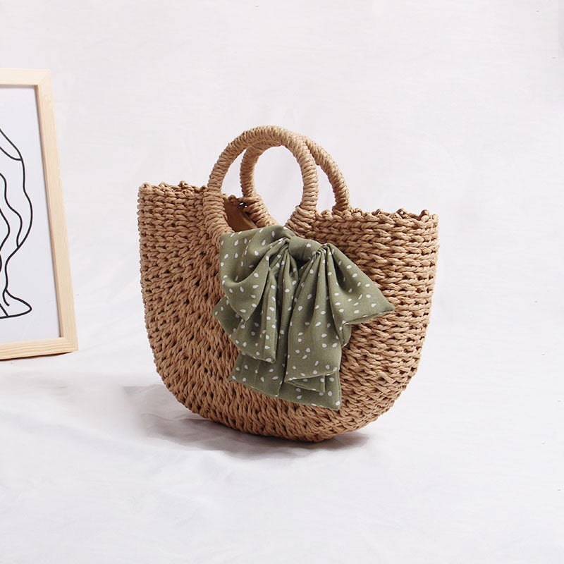 Siopsrl | Braided basket bag with decorative scarf Siopsrl