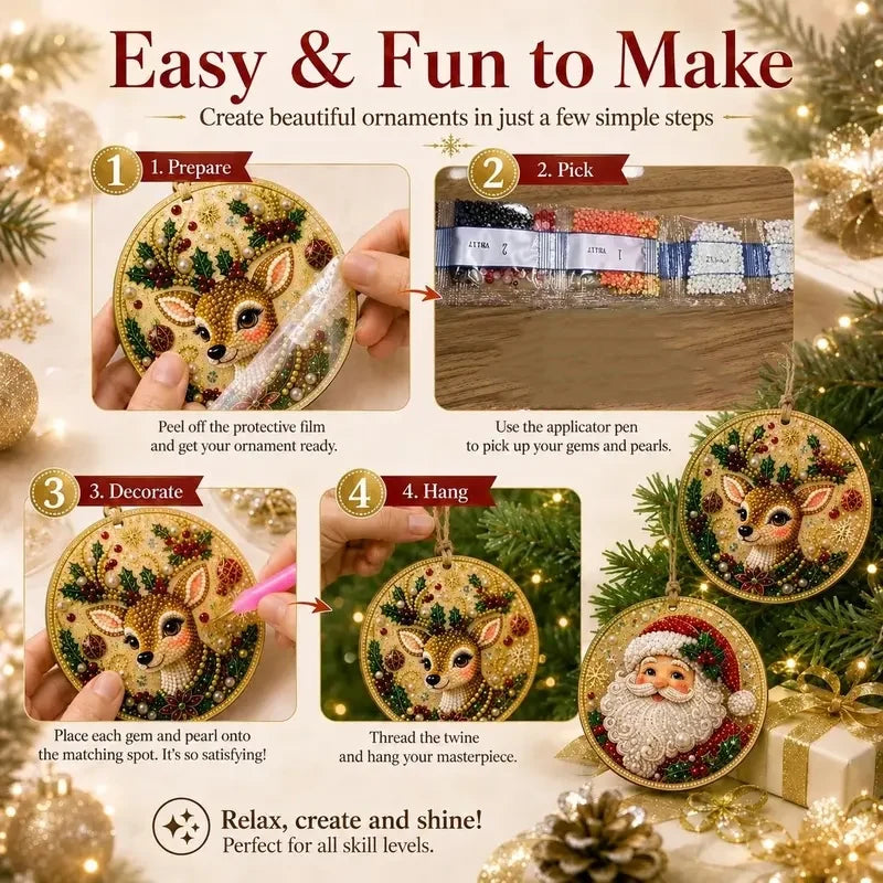 🎁6Pcs Christmas DIY Diamond Painting Ornaments Kit