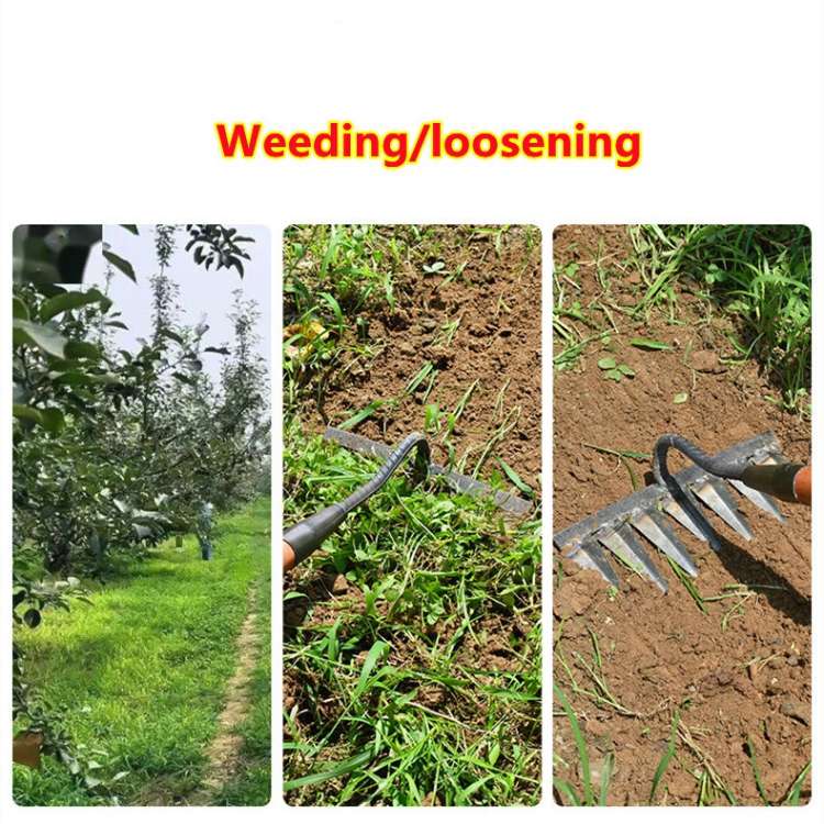 Siopsrl| Steel Garden Rake with Durable Steel Tines for Lawn Care and Yard Maintenance