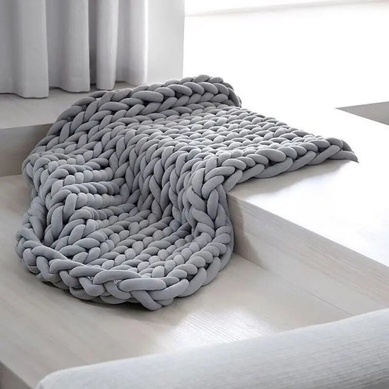 Chunky Knit Throw Handmade Weighted Blanket - SUPER COZY & CALMING BLANKET Siopsrl