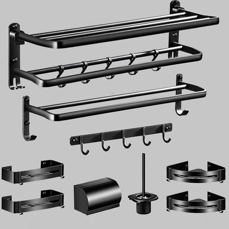 Siopsrl| Modern Aluminum Bathroom Hardware Set Black Bathroom Accessory Set