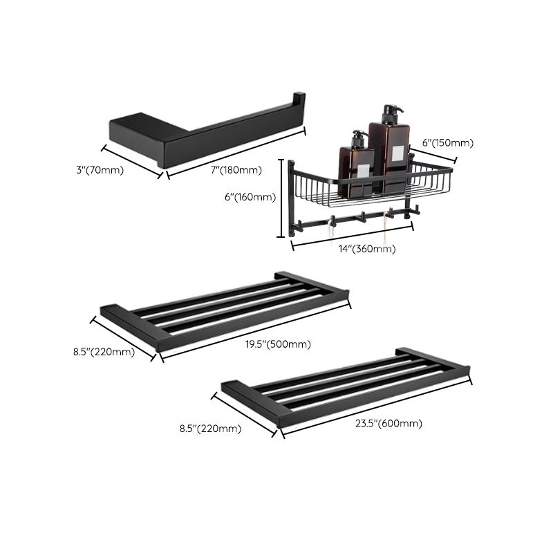 Siopsrl| 5-piece Modernism Bathroom Accessory Set in Matte Black Stainless Steel
