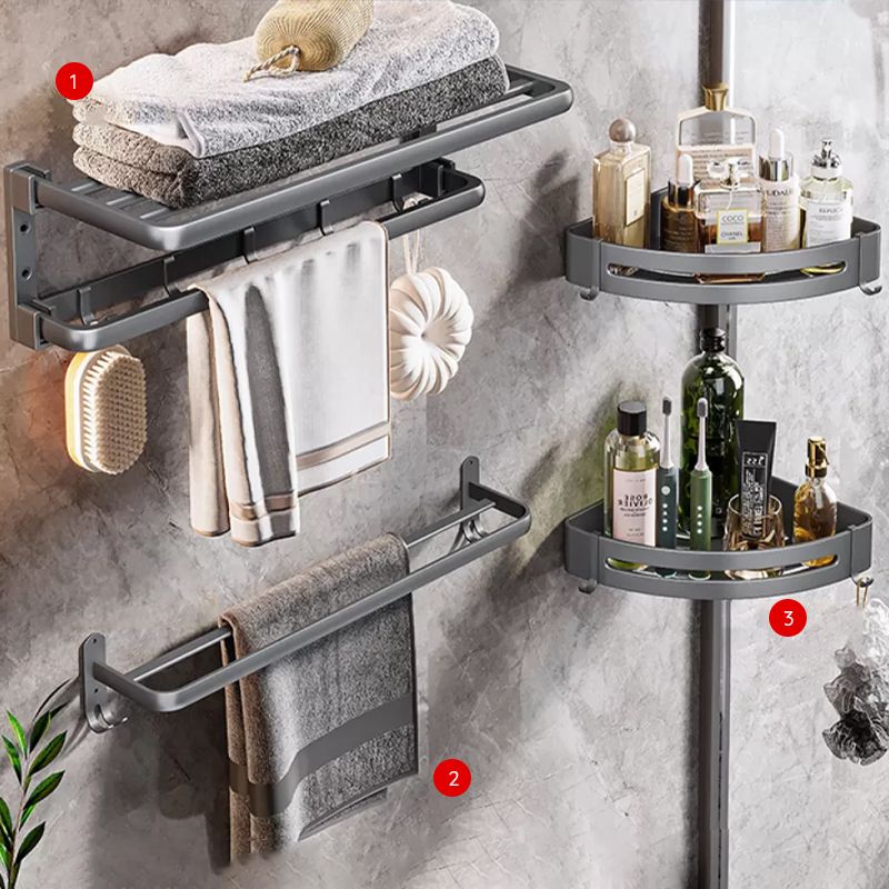 Siopsrl| Modern Bathroom Accessories Hardware Set Gray Towel Bar Bathroom Shelf Bathroom Hardware Set