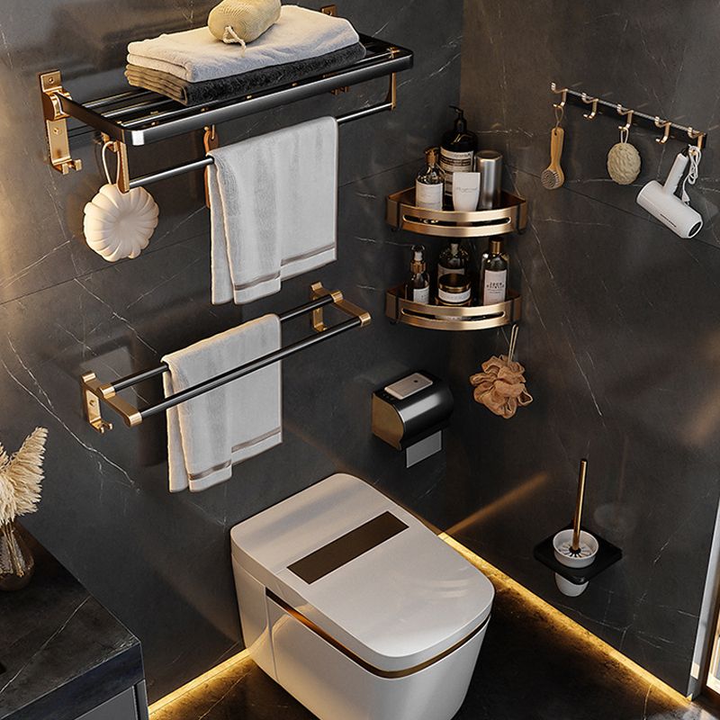 Siopsrl| Black and Brass Bathroom Hardware Set Modern Stainless Steel Bathroom Shelf/Towel Holder/Paper Holder