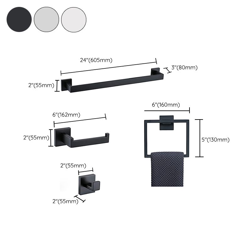 Siopsrl| 7-piece bathroom accessory set made of stainless steel with paper holder/robe hook/towel ring bar