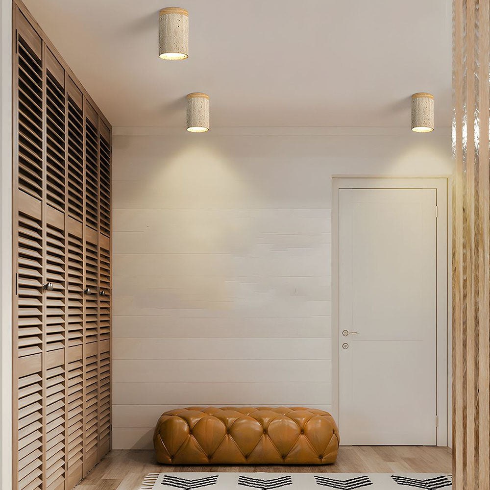Siopsrl| Ceiling Light Wood Cylinder Flush Mount Fixture