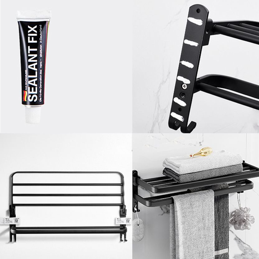 Siopsrl| Modern Aluminum Bathroom Accessory Set Matte Black Bathroom Shelf/Towel Holder/Paper Holder