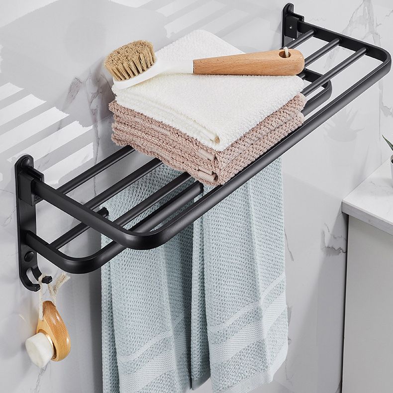 Siopsrl| Modern Aluminum Bathroom Accessory Set Matte Black Bathroom Shelf/Towel Holder/Paper Holder