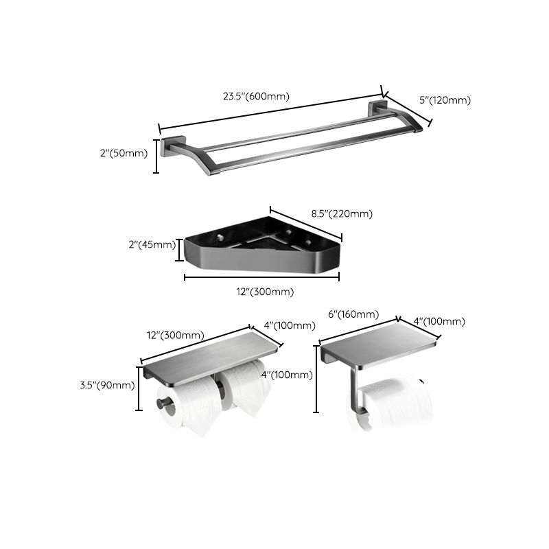 Siopsrl| Matte Gray Bathroom Set Metal Bathroom Accessories Hardware Set