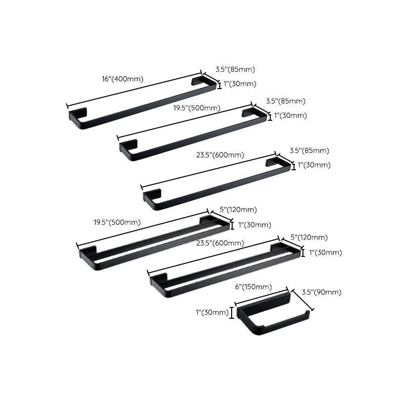 Siopsrl| Black Bathroom Accessories Hardware Set with Towel Rail and Bath Shelf