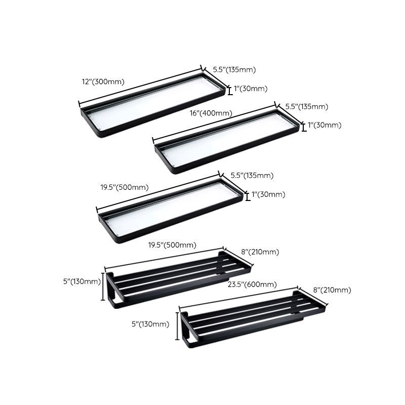 Siopsrl| Black Bathroom Accessories Hardware Set with Towel Rail and Bath Shelf