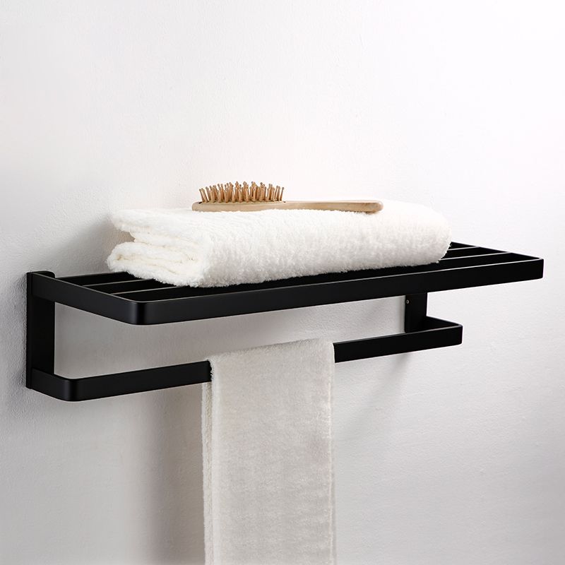 Siopsrl| Black Bathroom Accessories Hardware Set with Towel Rail and Bath Shelf
