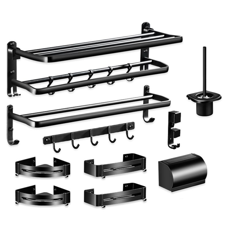 Siopsrl| Modern Aluminum Bathroom Hardware Set Black Bathroom Accessory Set