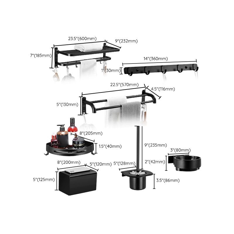 Siopsrl| Silver/Black Bathroom Hardware Set Modern Bathroom Accessories Hardware Set