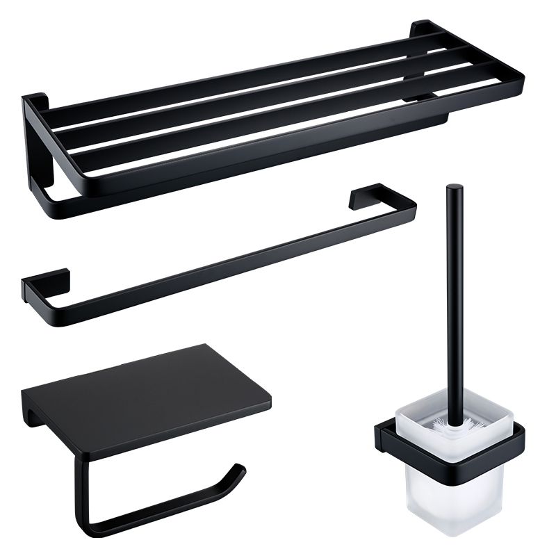 Siopsrl| Black Bathroom Accessories Hardware Set with Towel Rail and Bath Shelf
