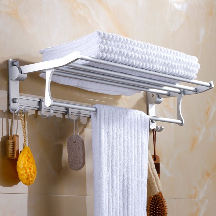 Siopsrl| Silver Contemporary Bathroom Hardware Set Stainless Steel Aluminum Bathroom Set