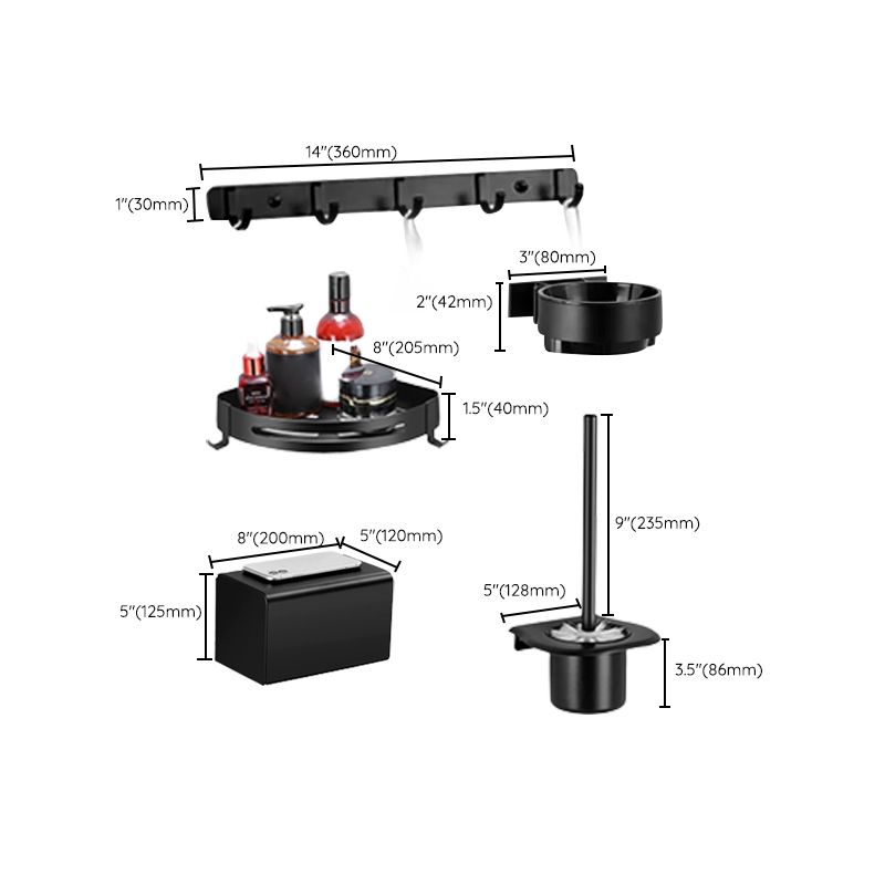 Siopsrl| Matt black bathroom accessory set Modern bathroom accessory hardware set