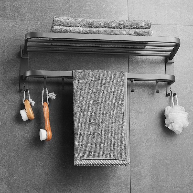 Siopsrl| Modern Bathroom Hardware Set in Stainless Steel Matte Gray Bathrobe Hook/Towel Bar